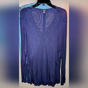 torrid Navy Lace-Trim Knit Top